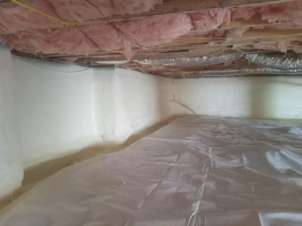 Crawl space encapsulation with closed-cell spray foam for Commercial Roof Restoration in Ridley
